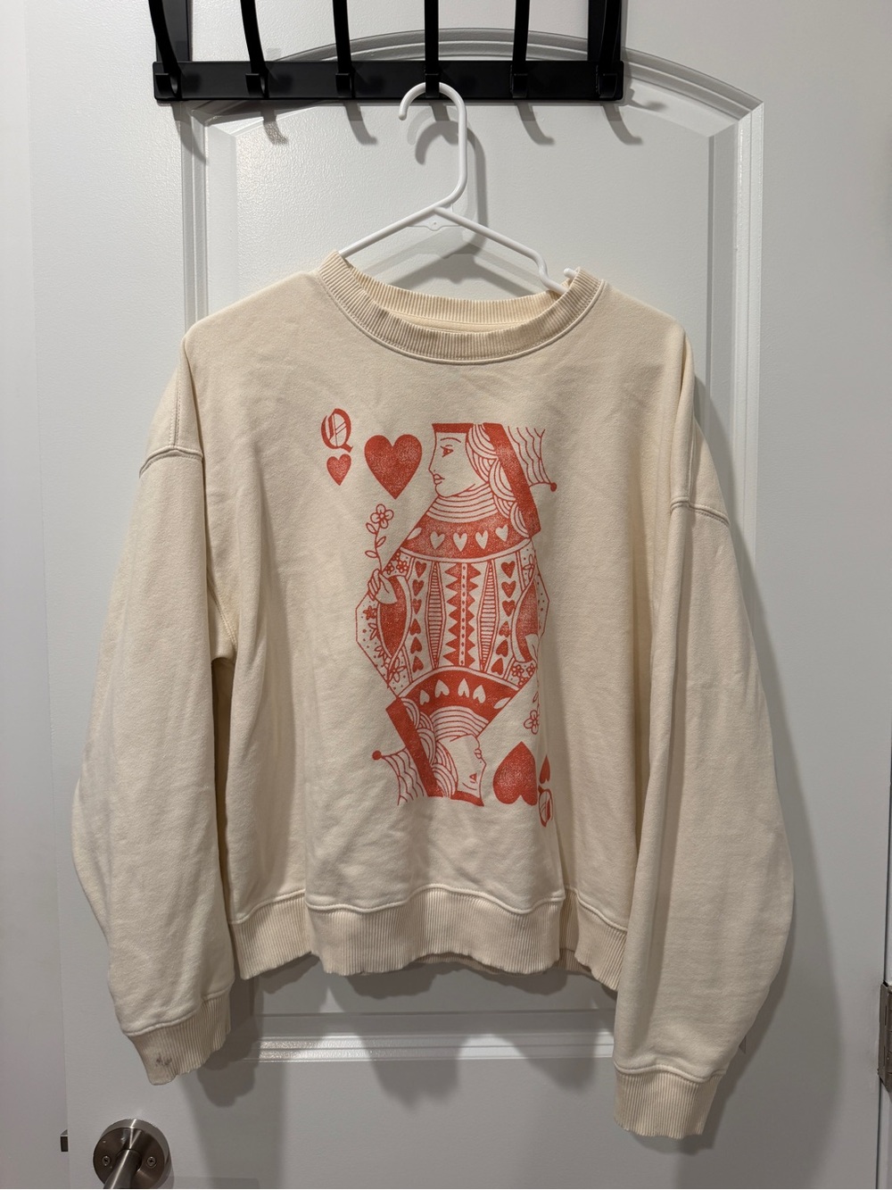 American Eagle Cream Crewneck with Red Queen Graphic